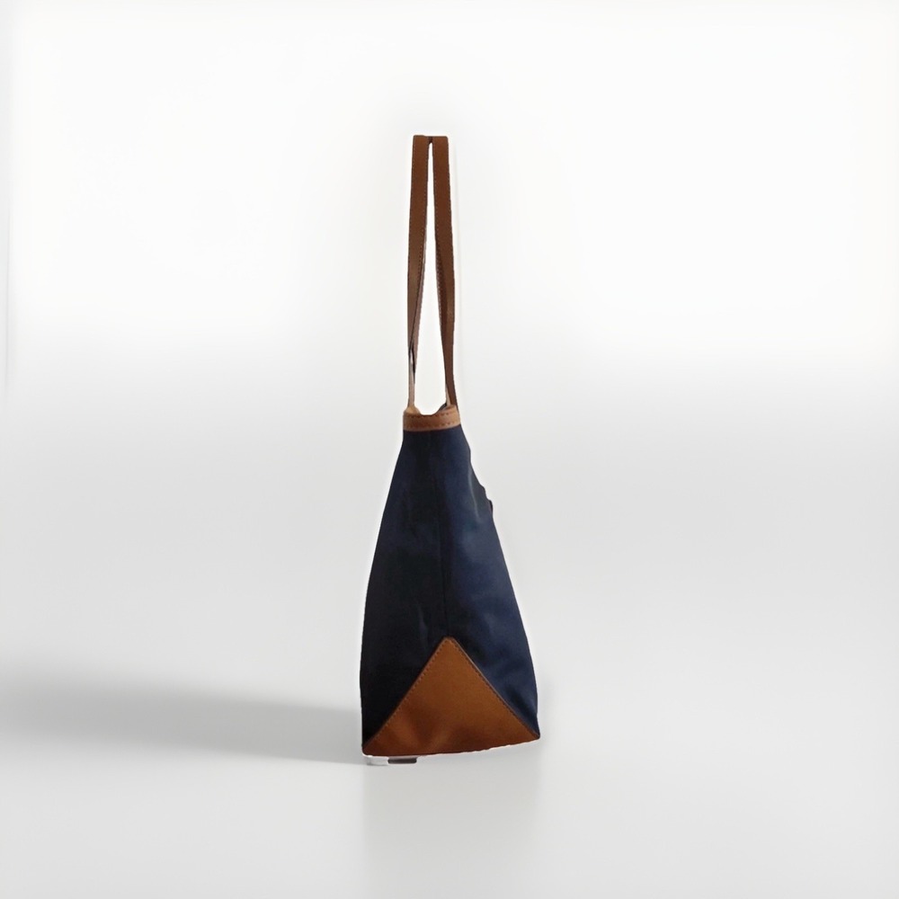 Michael Kors Kempton Lg East West Tote-Navy Blue w/Brown Leather Trim, Gold MK - Picture 3 of 14